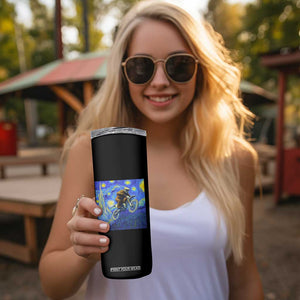 Bigfoot Dirt Bike Sasquatch Skinny Tumbler Starry Night Van Gogh Biker TS14 Print Your Wear
