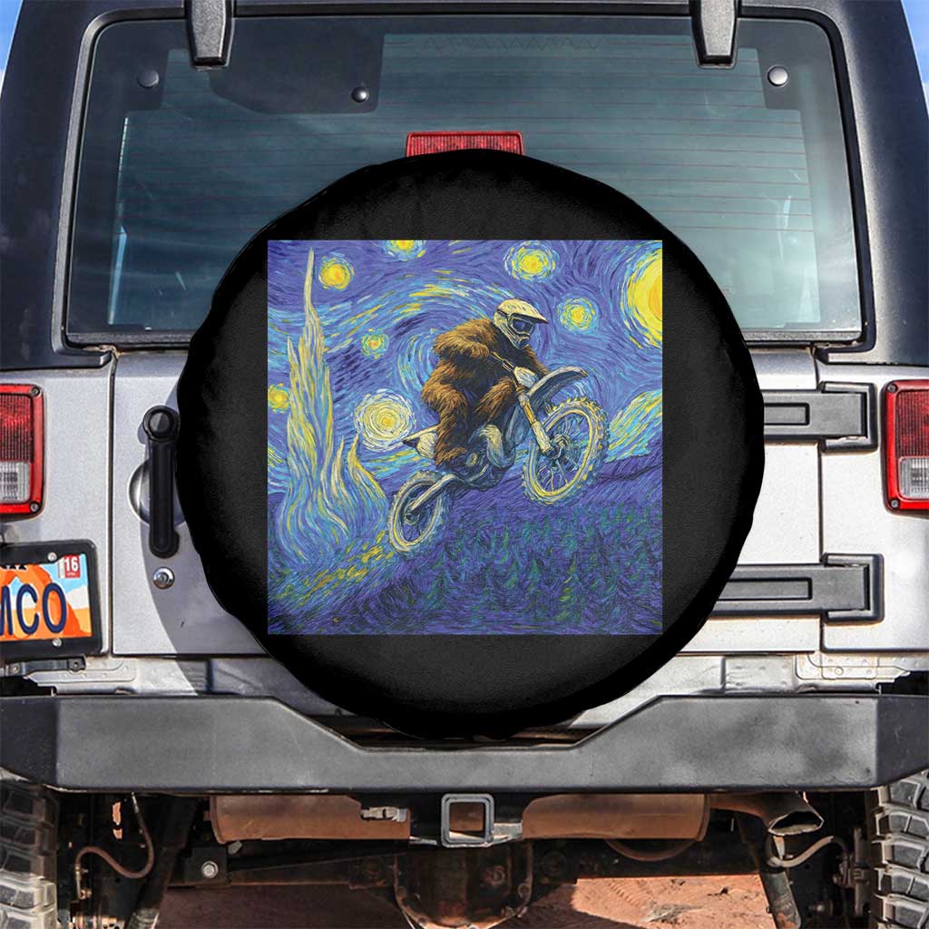 Bigfoot Dirt Bike Sasquatch Spare Tire Cover Starry Night Van Gogh Biker TS14 No hole Black Print Your Wear