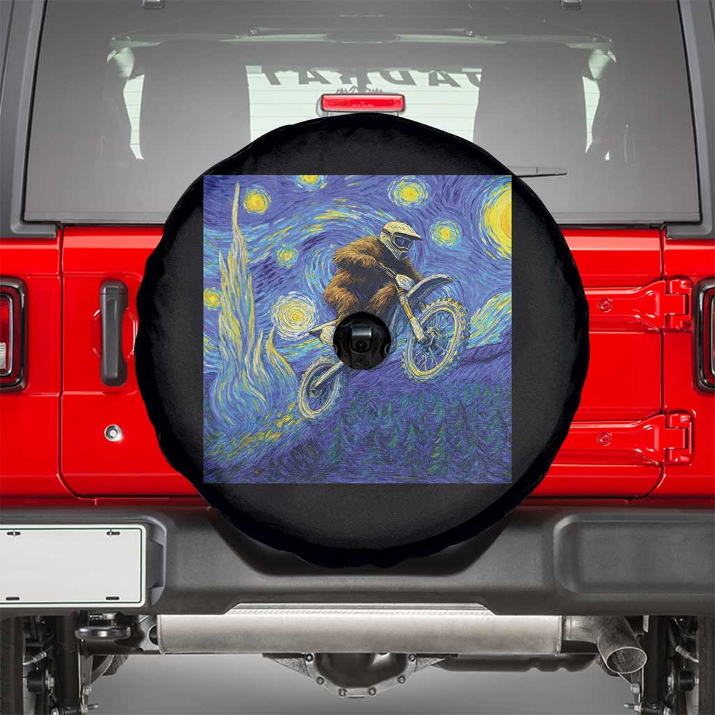 Bigfoot Dirt Bike Sasquatch Spare Tire Cover Starry Night Van Gogh Biker TS14 Black Print Your Wear