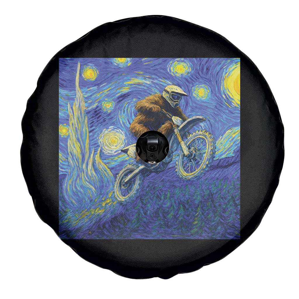 Bigfoot Dirt Bike Sasquatch Spare Tire Cover Starry Night Van Gogh Biker TS14 Print Your Wear