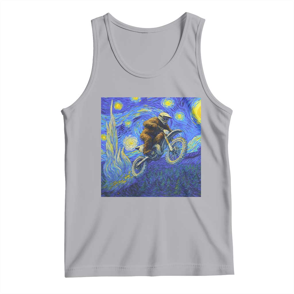 Bigfoot Dirt Bike Sasquatch Tank Top Starry Night Van Gogh Biker TS14 Athletic Heather Print Your Wear