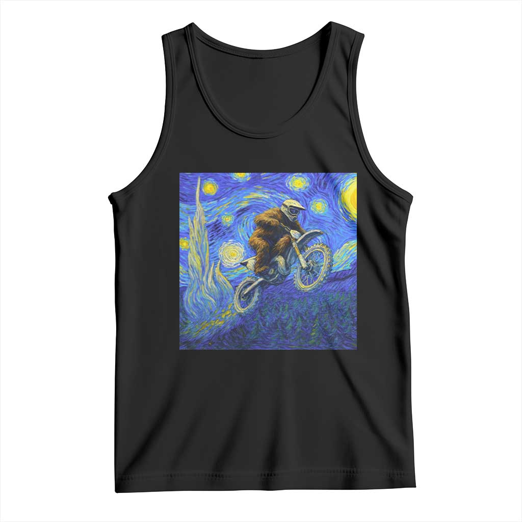 Bigfoot Dirt Bike Sasquatch Tank Top Starry Night Van Gogh Biker TS14 Black Print Your Wear