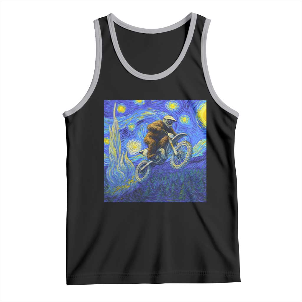 Bigfoot Dirt Bike Sasquatch Tank Top Starry Night Van Gogh Biker TS14 Black Athletic Heather Print Your Wear