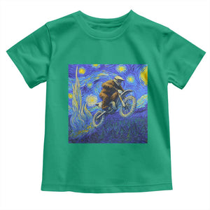 Bigfoot Dirt Bike Sasquatch Toddler T Shirt Starry Night Van Gogh Biker TS14 Irish Green Print Your Wear