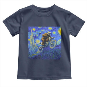 Bigfoot Dirt Bike Sasquatch Toddler T Shirt Starry Night Van Gogh Biker TS14 Navy Print Your Wear
