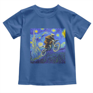 Bigfoot Dirt Bike Sasquatch Toddler T Shirt Starry Night Van Gogh Biker TS14 Royal Blue Print Your Wear