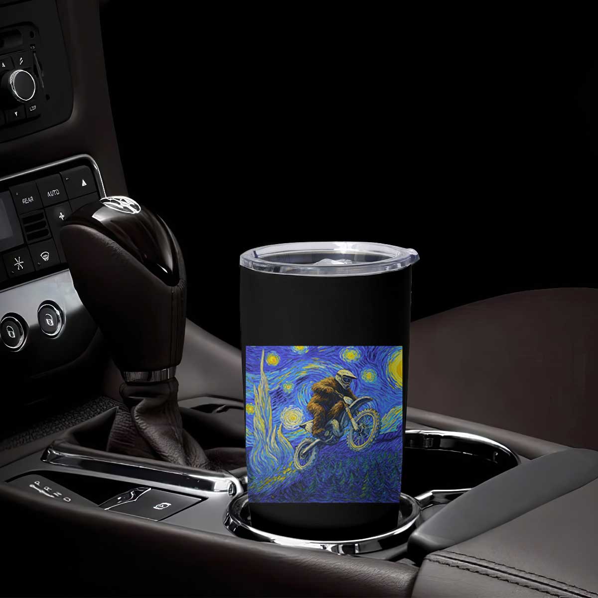 Bigfoot Dirt Bike Sasquatch Tumbler Cup Starry Night Van Gogh Biker TS14 Print Your Wear