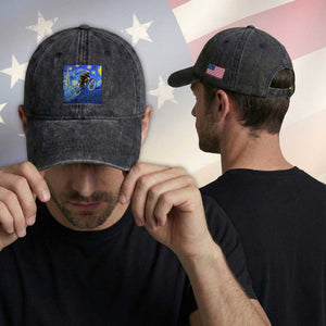 Bigfoot Dirt Bike Sasquatch Washed Cotton Baseball Cap Starry Night Van Gogh Biker TS14 Print Your Wear