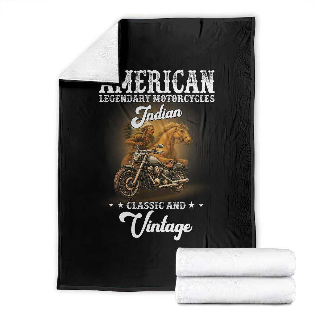 Native American Motorcycle Indian Bikers Club Classic And Vintage Throw Blanket TS14 Black Print Your Wear