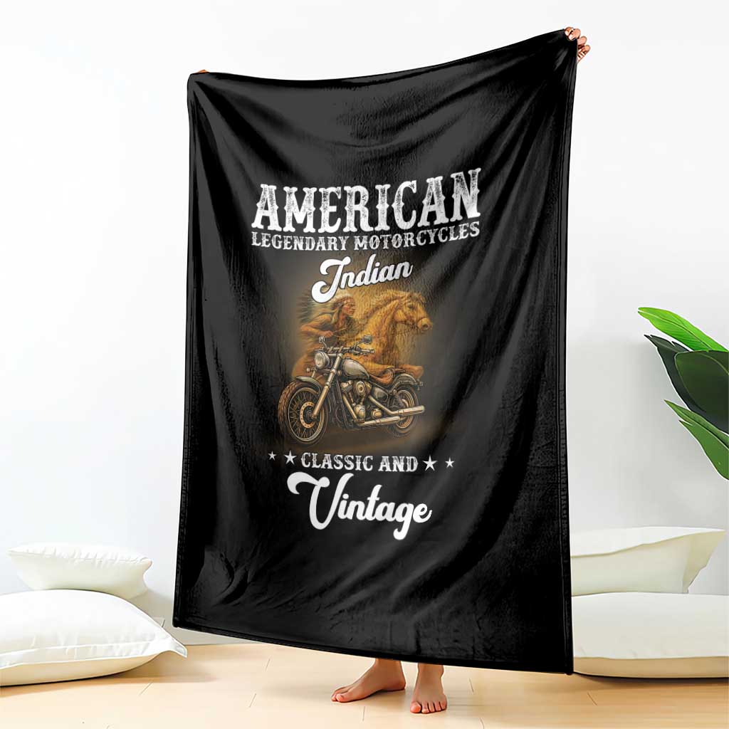 Native American Motorcycle Indian Bikers Club Classic And Vintage Throw Blanket TS14 Print Your Wear