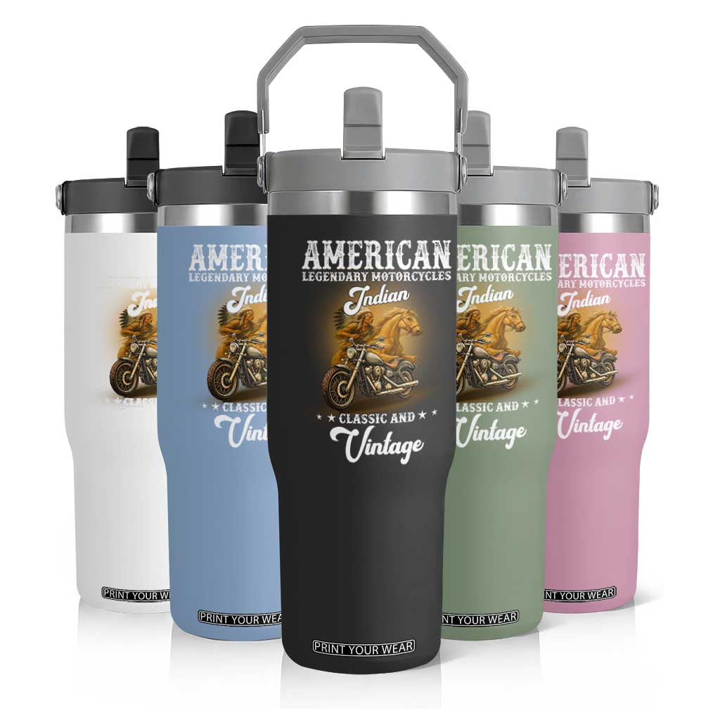 Native American Motorcycle Indian Bikers Club Classic And Vintage Flip Straw Tumbler TS14 Print Your Wear