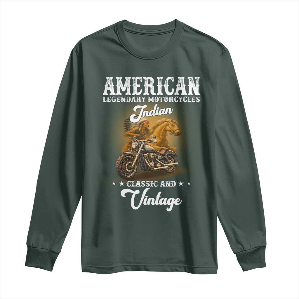Native American Motorcycle Indian Bikers Club Classic And Vintage Long Sleeve Shirt TS14 Dark Forest Green Print Your Wear
