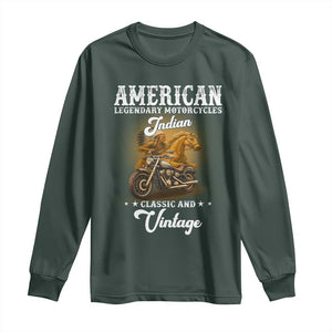 Native American Motorcycle Indian Bikers Club Classic And Vintage Long Sleeve Shirt TS14 Dark Forest Green Print Your Wear