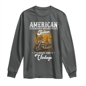 Native American Motorcycle Indian Bikers Club Classic And Vintage Long Sleeve Shirt TS14 Dark Heather Print Your Wear