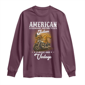 Native American Motorcycle Indian Bikers Club Classic And Vintage Long Sleeve Shirt TS14 Maroon Print Your Wear