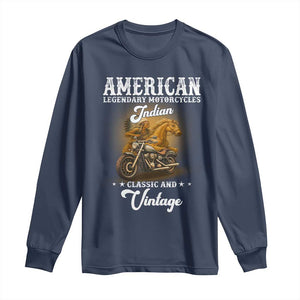 Native American Motorcycle Indian Bikers Club Classic And Vintage Long Sleeve Shirt TS14 Navy Print Your Wear