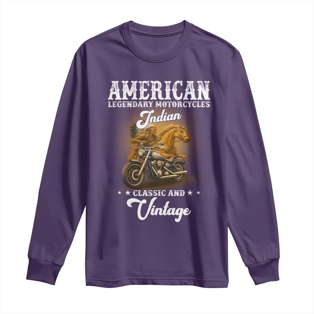 Native American Motorcycle Indian Bikers Club Classic And Vintage Long Sleeve Shirt TS14 Purple Print Your Wear