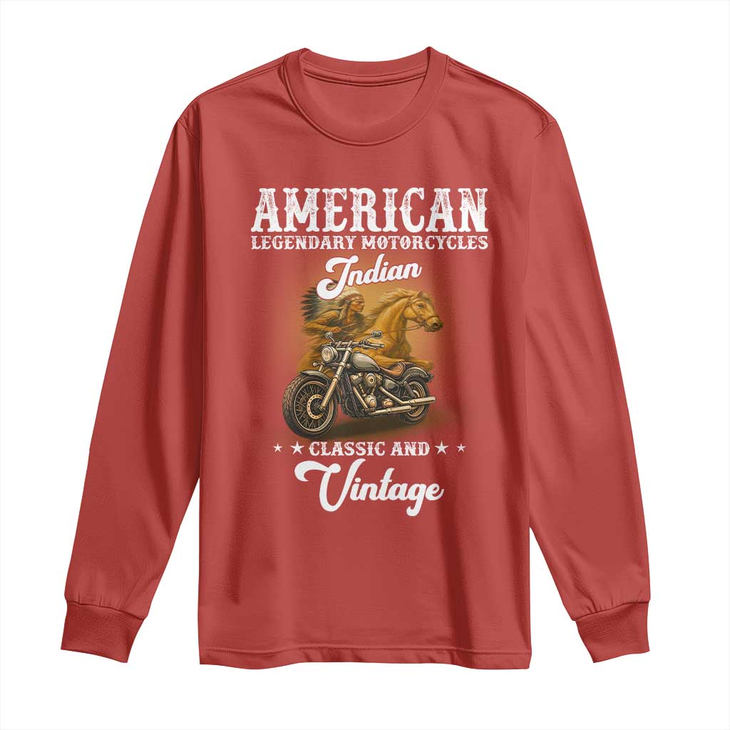 Native American Motorcycle Indian Bikers Club Classic And Vintage Long Sleeve Shirt TS14 Red Print Your Wear