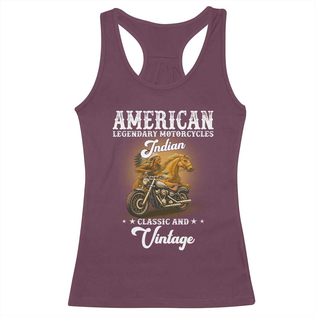 Native American Motorcycle Indian Bikers Club Classic And Vintage Racerback Tank Top TS14 Maroon Print Your Wear