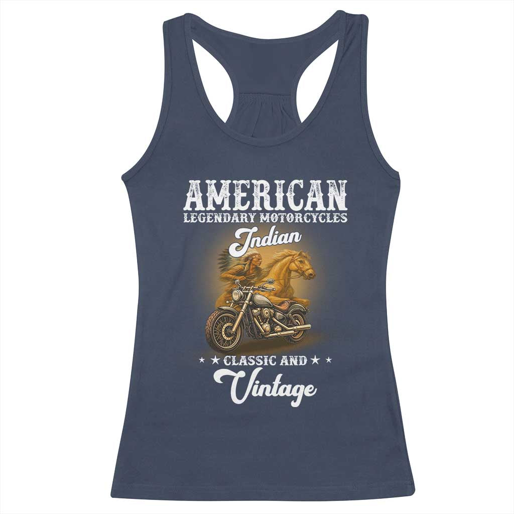 Native American Motorcycle Indian Bikers Club Classic And Vintage Racerback Tank Top TS14 Navy Print Your Wear