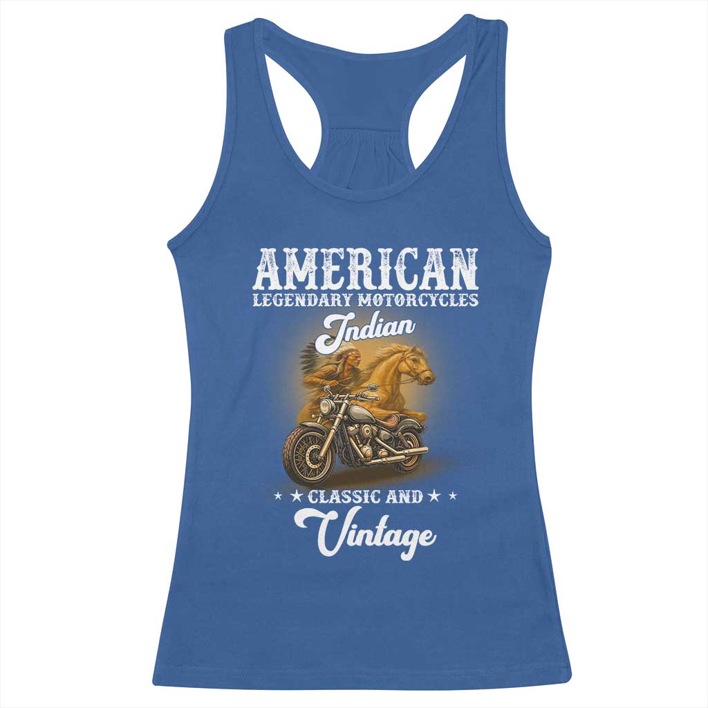 Native American Motorcycle Indian Bikers Club Classic And Vintage Racerback Tank Top TS14 Royal Blue Print Your Wear