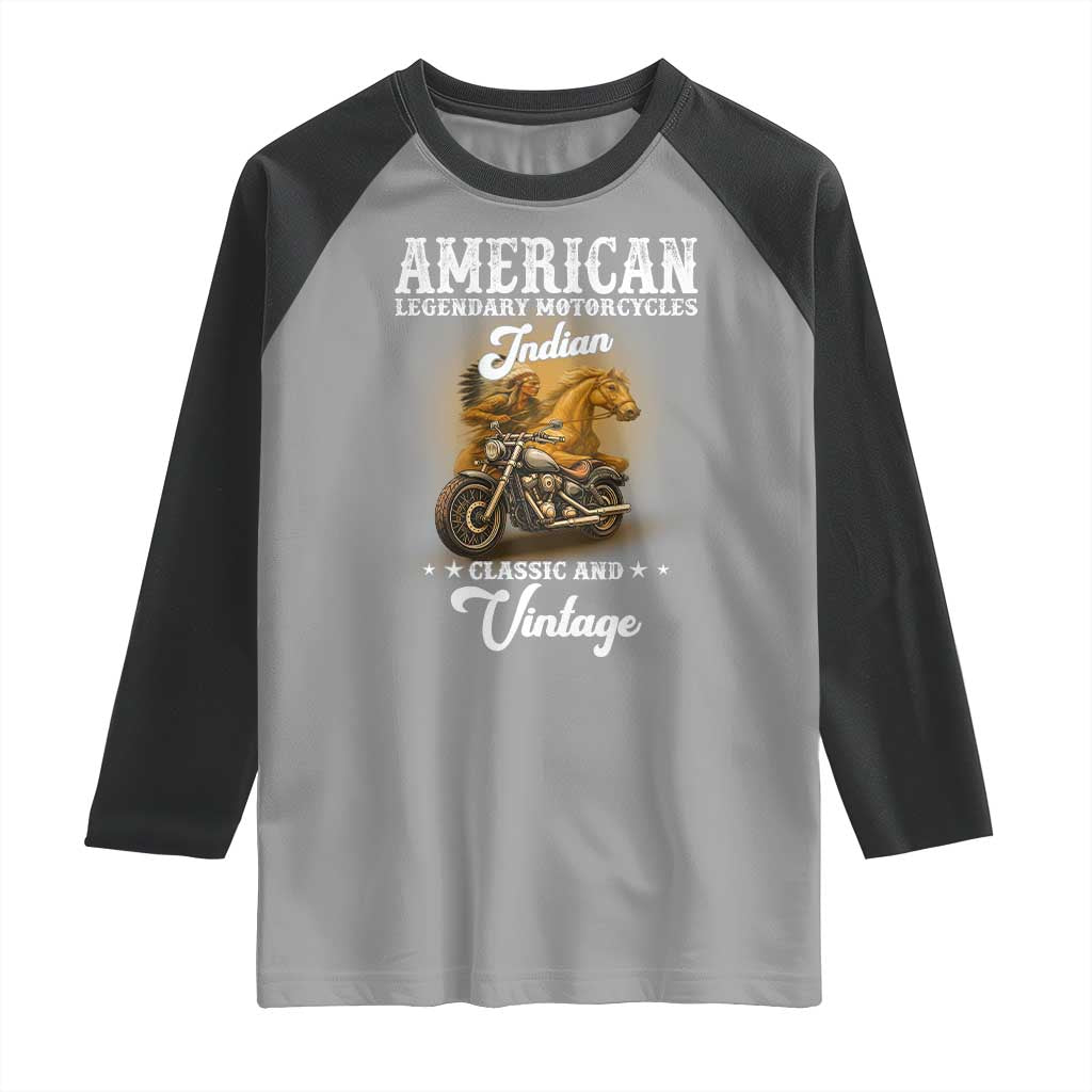 Native American Motorcycle Indian Bikers Club Classic And Vintage Raglan Shirt TS14 Sport Gray Black Print Your Wear