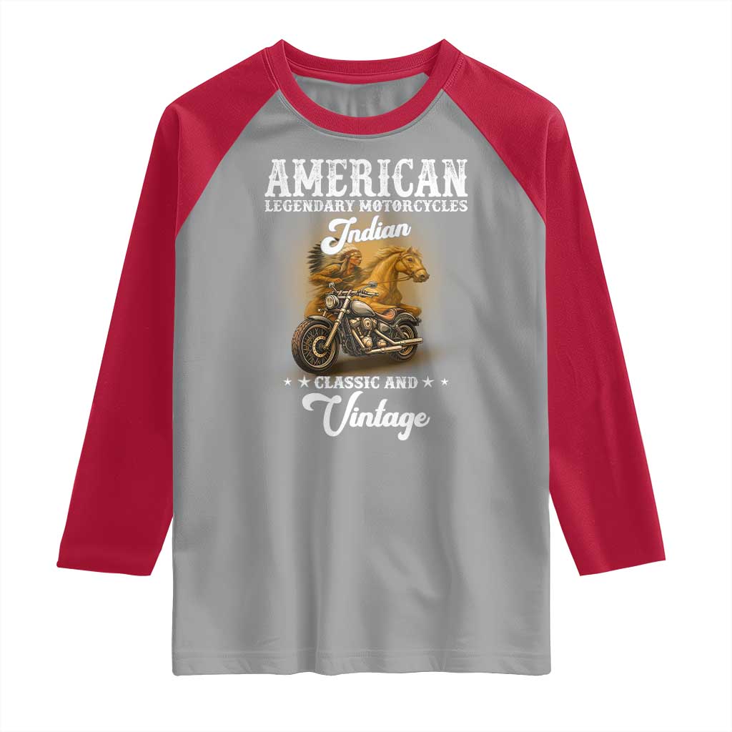 Native American Motorcycle Indian Bikers Club Classic And Vintage Raglan Shirt TS14 Sport Gray Red Print Your Wear