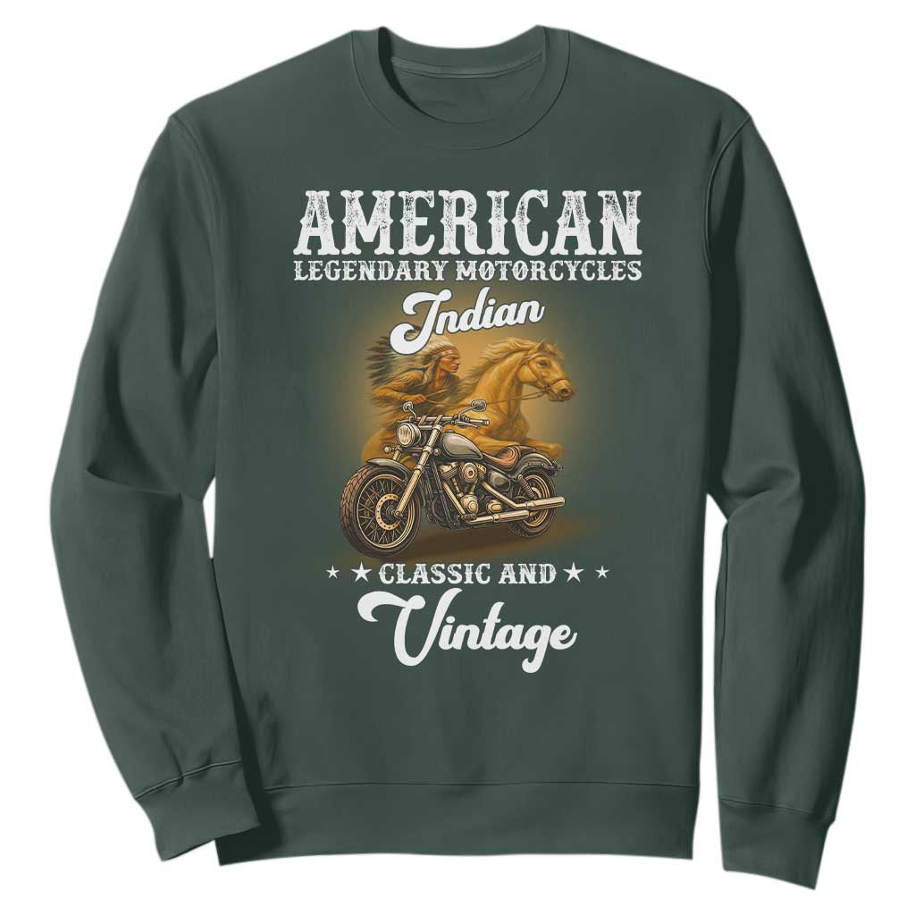 Native American Motorcycle Indian Bikers Club Classic And Vintage Sweatshirt TS14 Dark Forest Green Print Your Wear