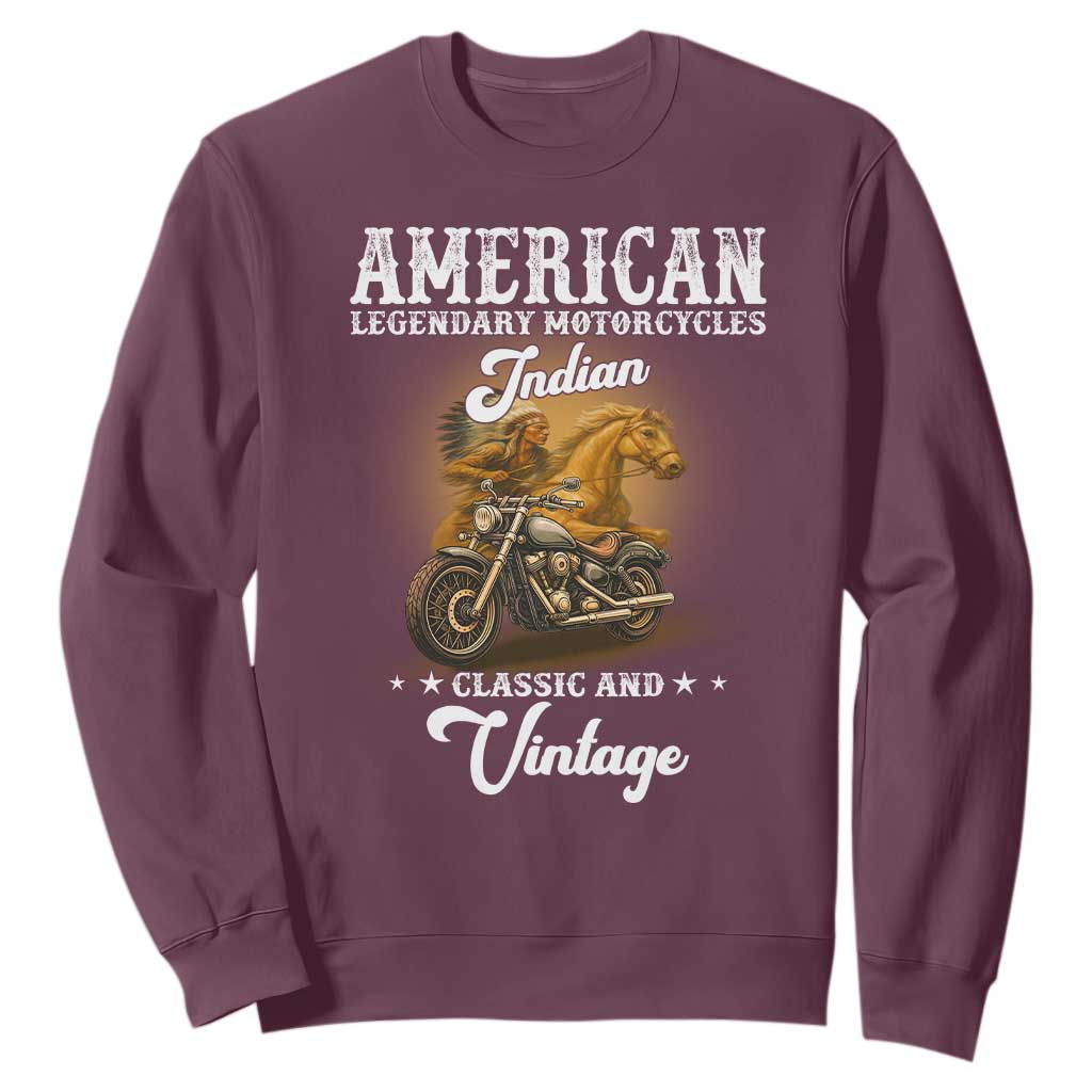 Native American Motorcycle Indian Bikers Club Classic And Vintage Sweatshirt TS14 Maroon Print Your Wear