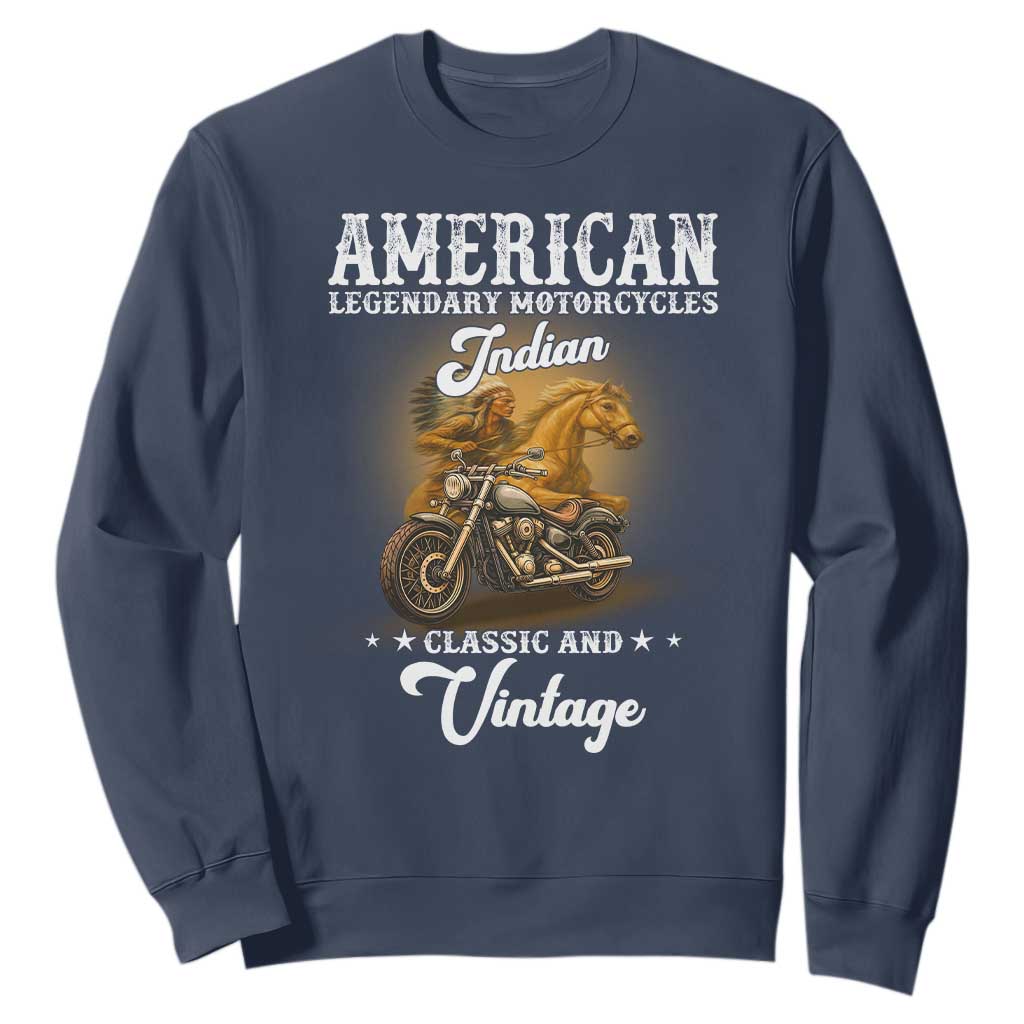 Native American Motorcycle Indian Bikers Club Classic And Vintage Sweatshirt TS14 Navy Print Your Wear