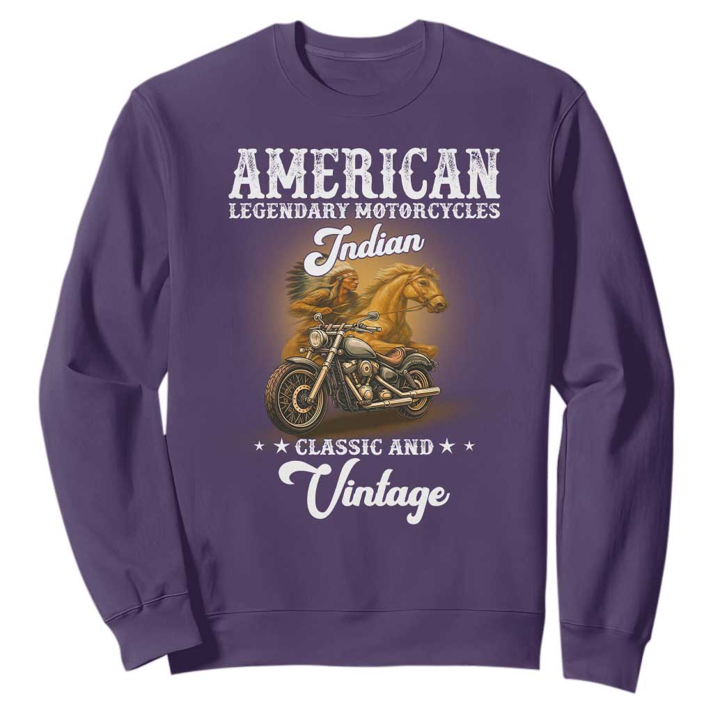 Native American Motorcycle Indian Bikers Club Classic And Vintage Sweatshirt TS14 Purple Print Your Wear