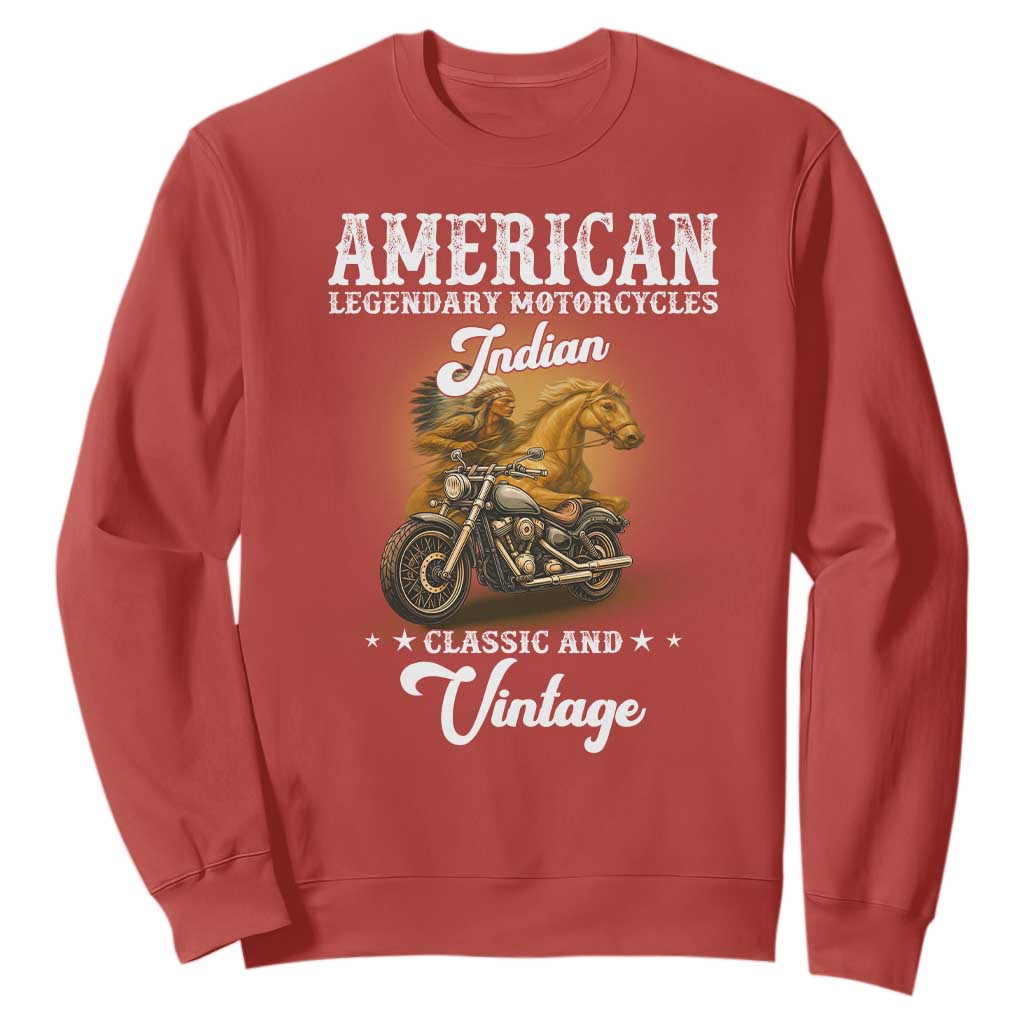 Native American Motorcycle Indian Bikers Club Classic And Vintage Sweatshirt TS14 Red Print Your Wear