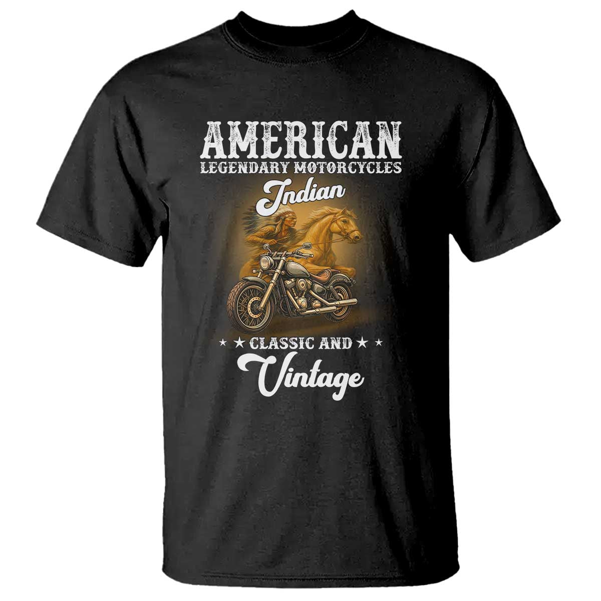 Native American Motorcycle Indian Bikers Club Classic And Vintage T Shirt TS14 Black Print Your Wear