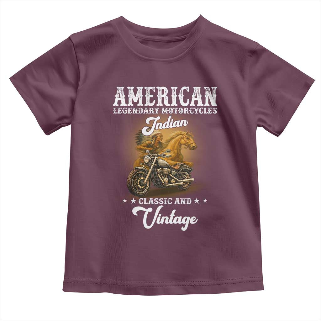 Native American Motorcycle Indian Bikers Club Classic And Vintage Toddler T Shirt TS14 Maroon Print Your Wear