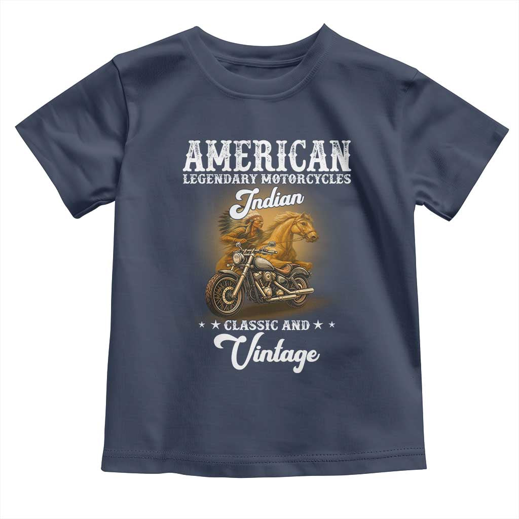 Native American Motorcycle Indian Bikers Club Classic And Vintage Toddler T Shirt TS14 Navy Print Your Wear