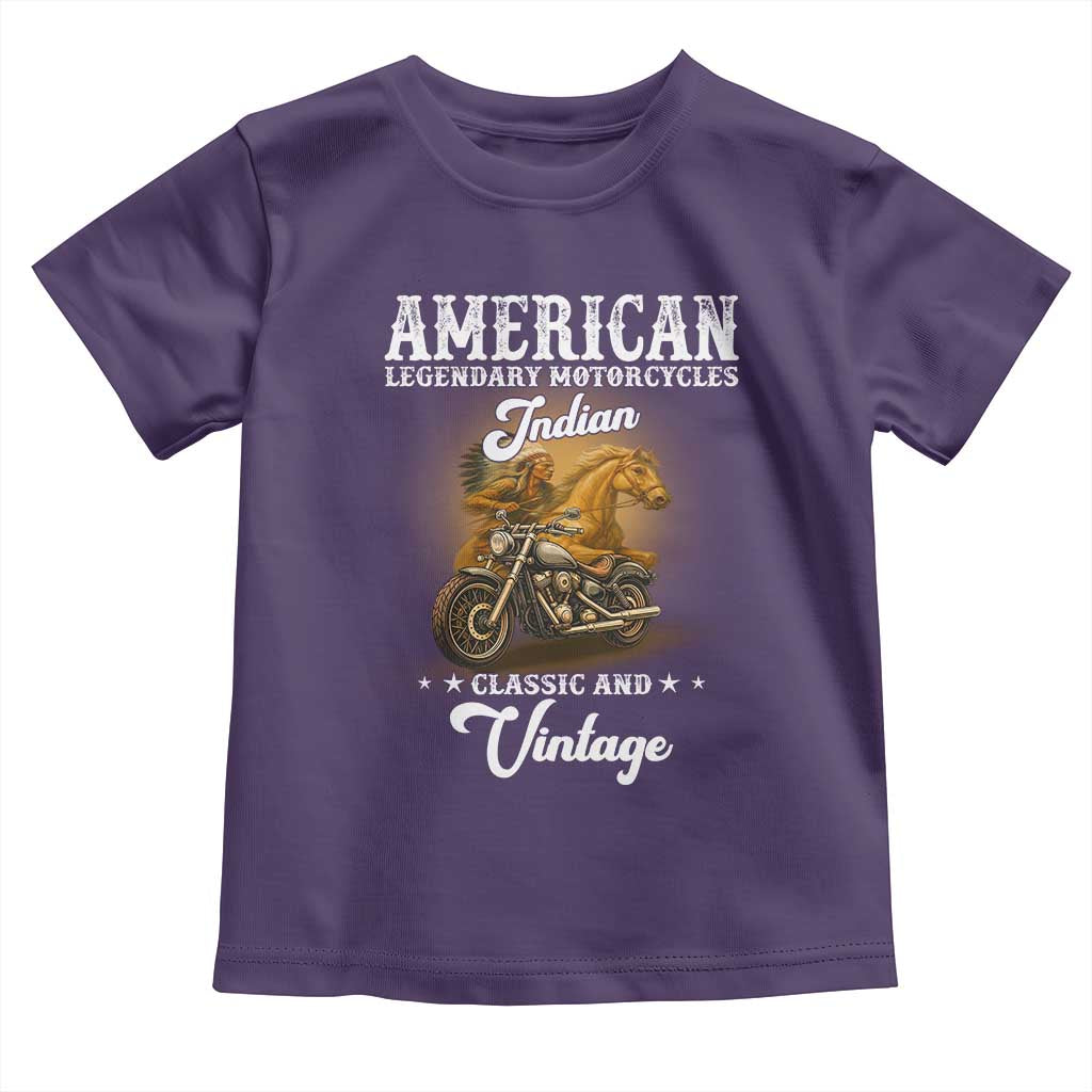 Native American Motorcycle Indian Bikers Club Classic And Vintage Toddler T Shirt TS14 Purple Print Your Wear