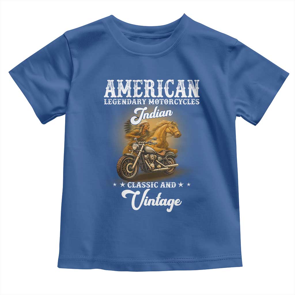 Native American Motorcycle Indian Bikers Club Classic And Vintage Toddler T Shirt TS14 Royal Blue Print Your Wear