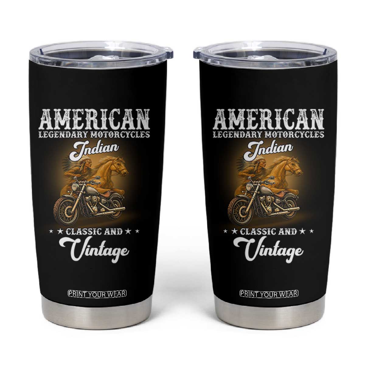 Native American Motorcycle Indian Bikers Club Classic And Vintage Tumbler Cup TS14 Black Print Your Wear