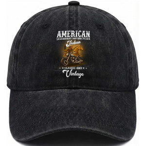 Native American Motorcycle Indian Bikers Club Classic And Vintage Washed Cotton Baseball Cap TS14 Washed Cap Universal Fit Black Print Your Wear