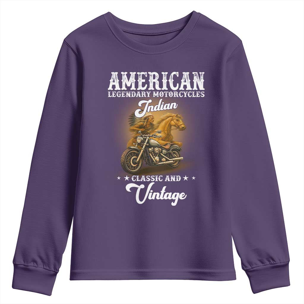 Native American Motorcycle Indian Bikers Club Classic And Vintage Youth Sweatshirt TS14 Purple Print Your Wear