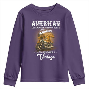 Native American Motorcycle Indian Bikers Club Classic And Vintage Youth Sweatshirt TS14 Purple Print Your Wear