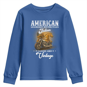 Native American Motorcycle Indian Bikers Club Classic And Vintage Youth Sweatshirt TS14 Royal Blue Print Your Wear