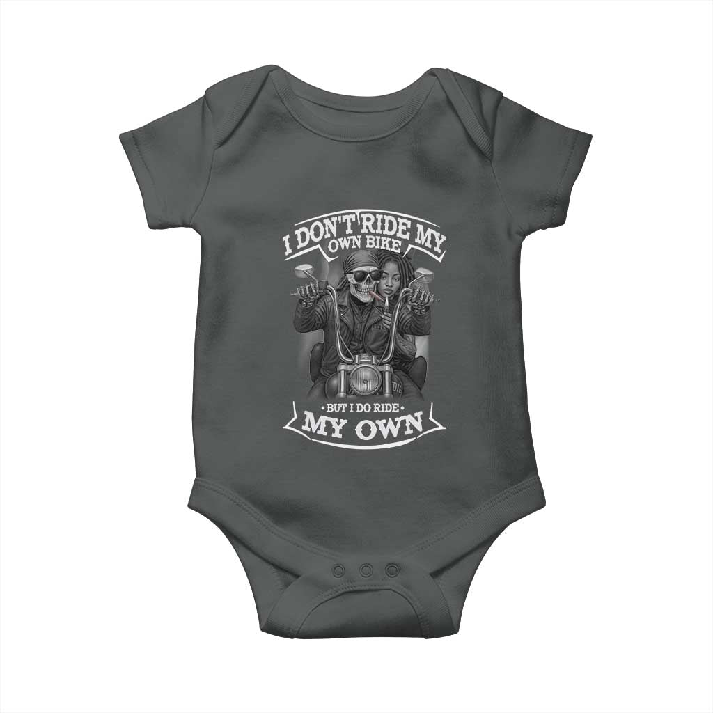 African American Motorcycle Baby Onesie Skeleton Biker TS14 Dark Heather Print Your Wear
