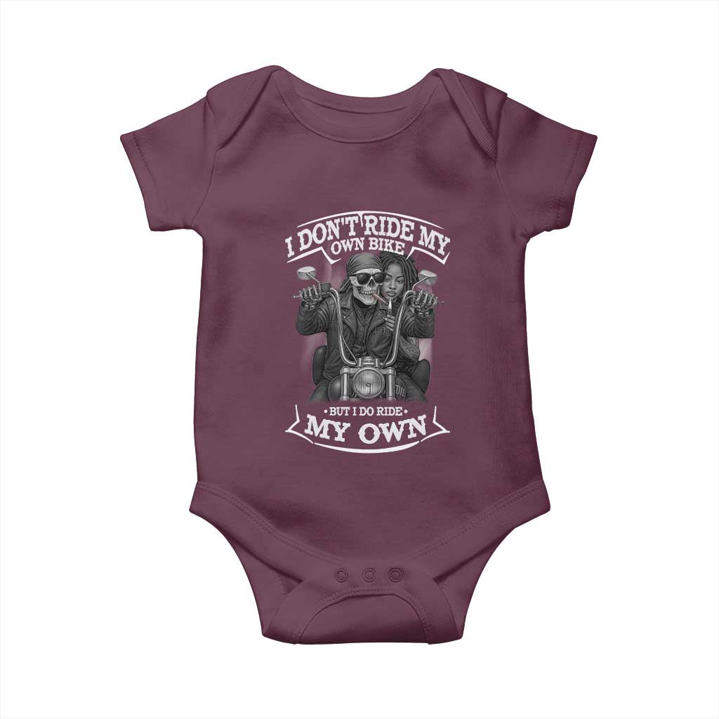 African American Motorcycle Baby Onesie Skeleton Biker TS14 Maroon Print Your Wear
