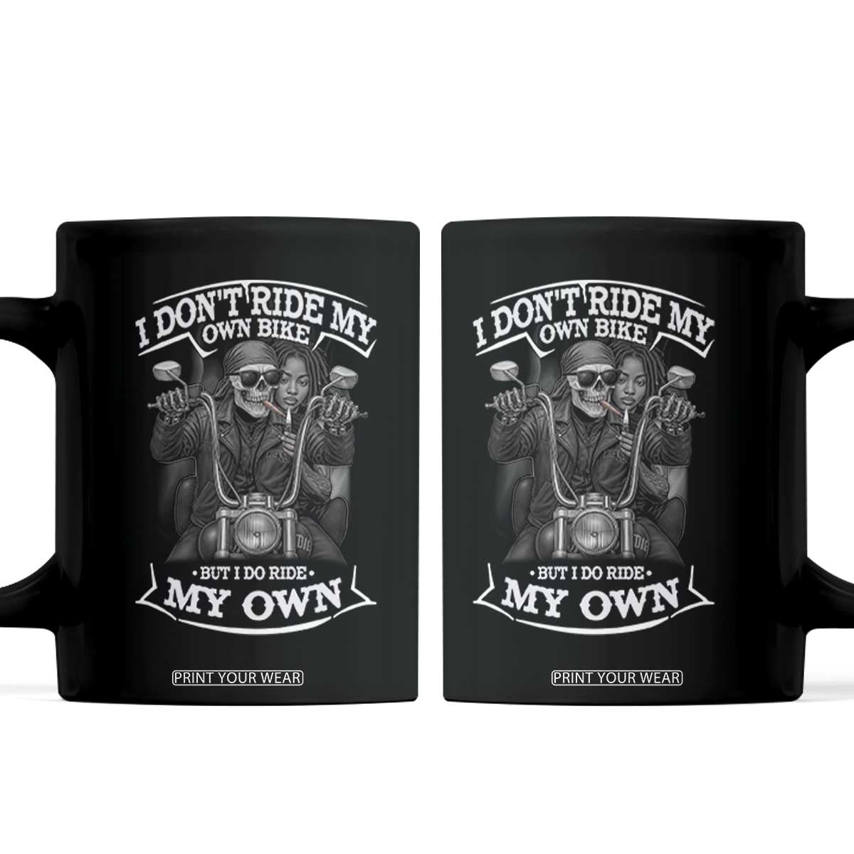 African American Motorcycle Coffee Mug Skeleton Biker TS14 Black Print Your Wear