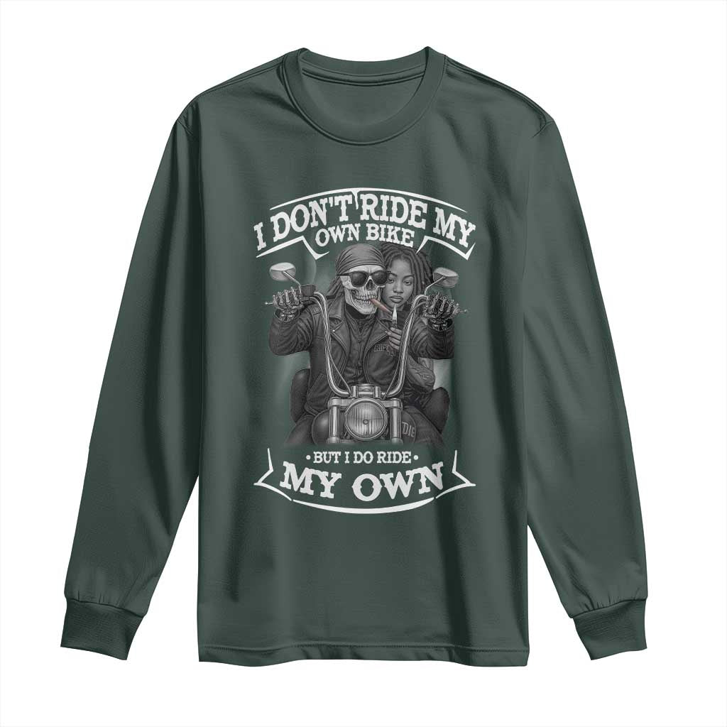 African American Motorcycle Long Sleeve Shirt Skeleton Biker TS14 Dark Forest Green Print Your Wear