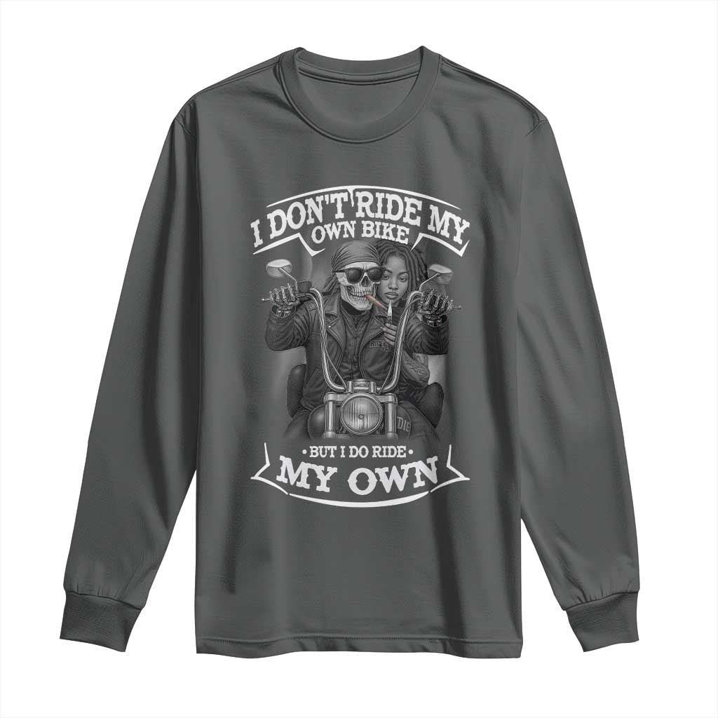 African American Motorcycle Long Sleeve Shirt Skeleton Biker TS14 Dark Heather Print Your Wear