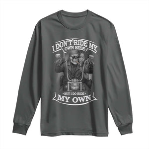 African American Motorcycle Long Sleeve Shirt Skeleton Biker TS14 Dark Heather Print Your Wear