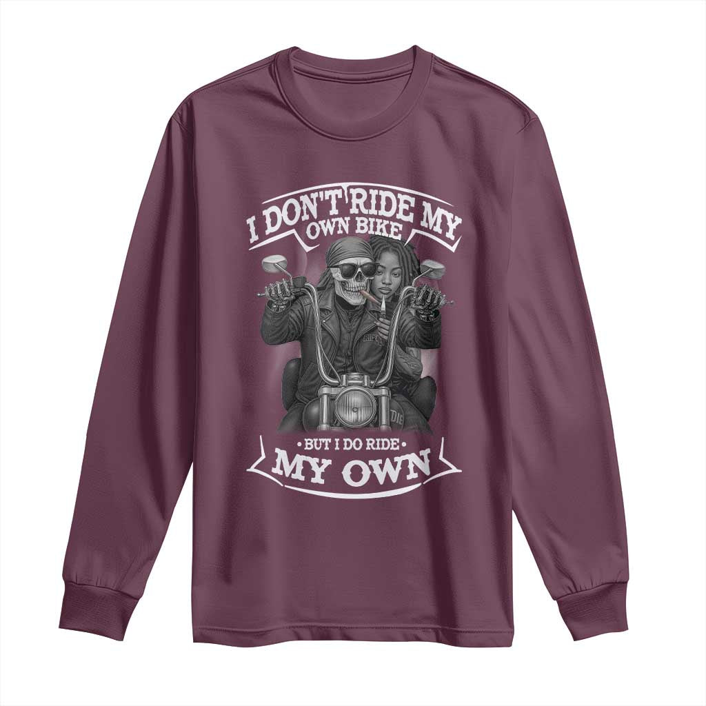 African American Motorcycle Long Sleeve Shirt Skeleton Biker TS14 Maroon Print Your Wear