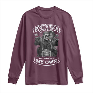 African American Motorcycle Long Sleeve Shirt Skeleton Biker TS14 Maroon Print Your Wear